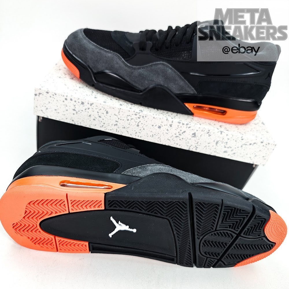 Air Jordan 4 RM US 12.5 Men’s Black Starfish Orange White Nike HF8126-001 NIB