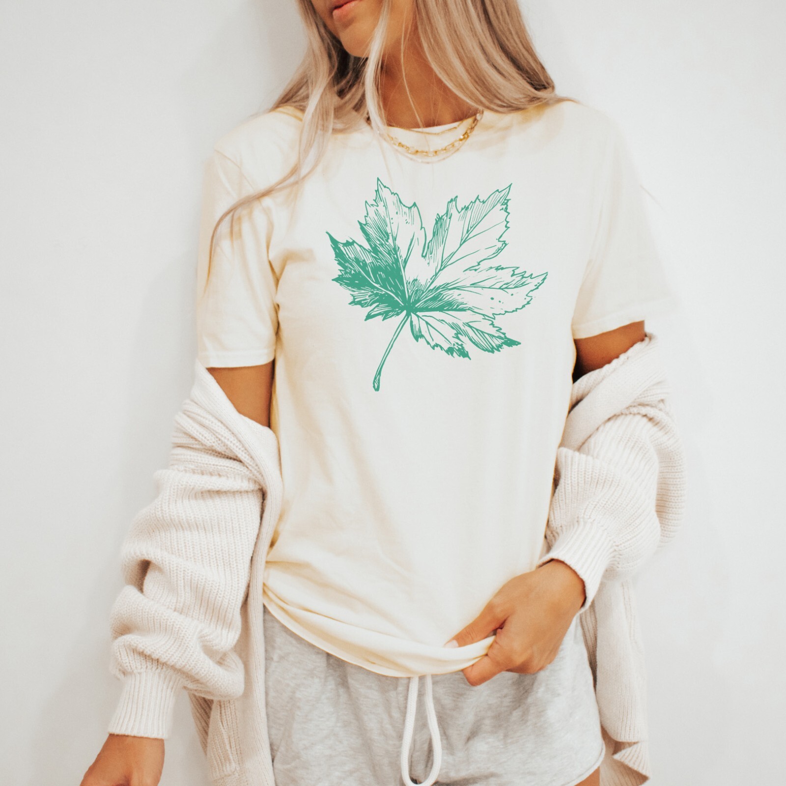 Green Maple Leaf Tee Botanical Nature Shirt Plant Lover Top