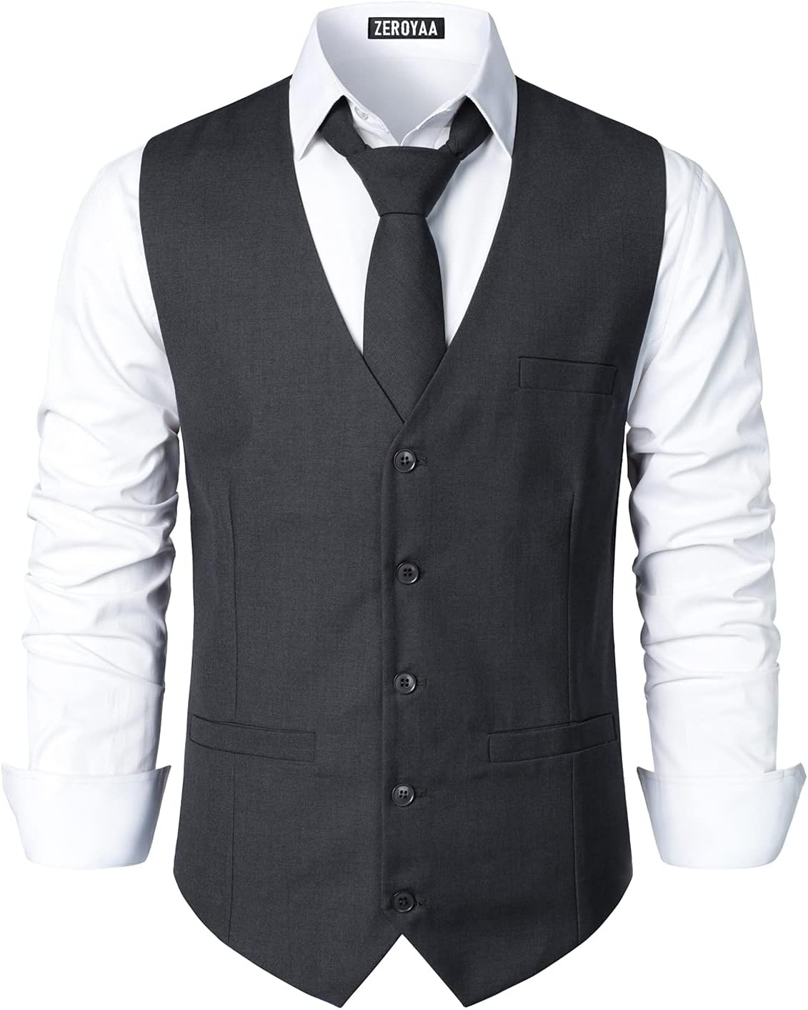 Men’s Business Formal Dress Vest 3 Pockets Slim Fit Suit Tuxedo Waistcoat V Neck