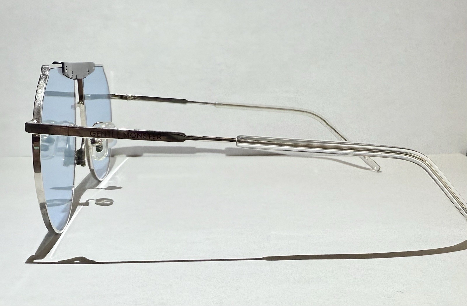 Gentle Monster Tomboe Shield Aviator Sunglasses Blue Lens Silver Frame Unisex