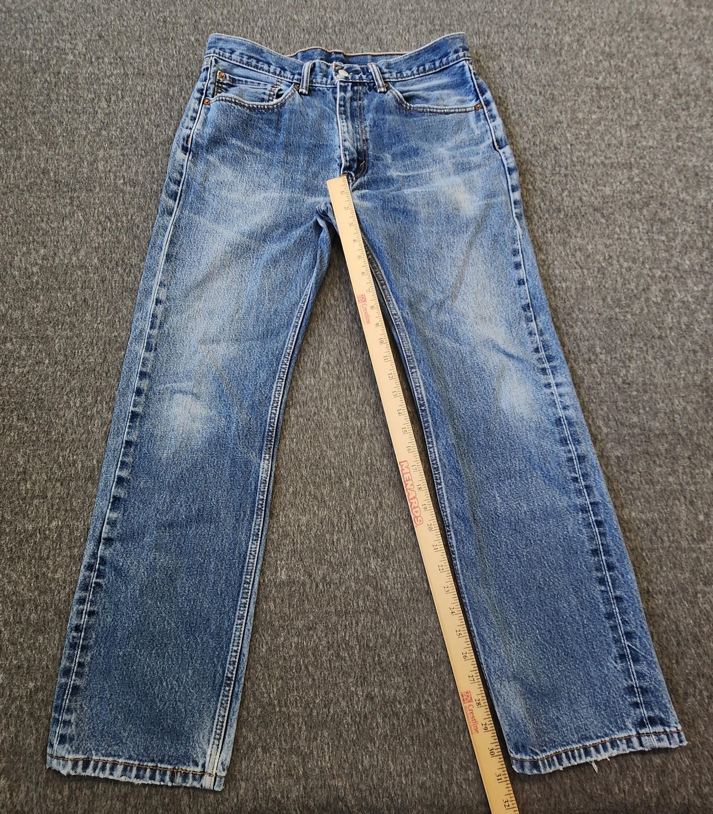 Levi’s 505 Jeans Mens 33×30 Blue Regular Straight Denim Stone Wash Distressed