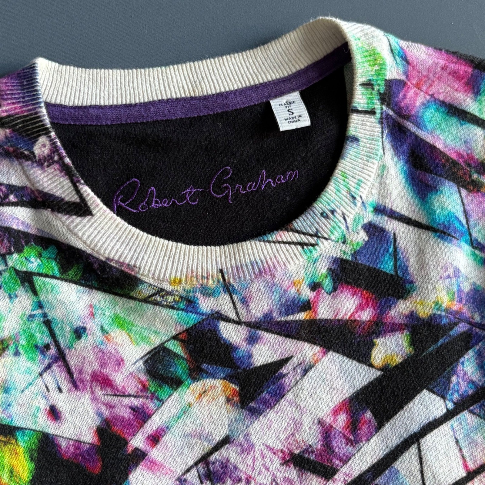 Mens Robert Graham Barrel Sweater | Size S | Linen Blend – Lightweight Geometric