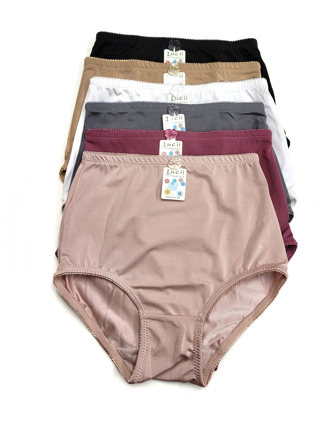 Lucii High Waist Light Tummy Control Full Coverage Satin Brief Girdle Panties