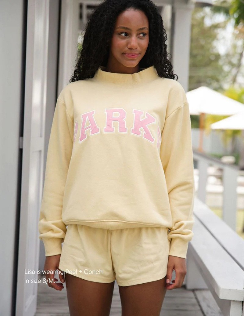 PARKE New Yellow Embroidered Stand Collar Loose Women’s Sweatshirt