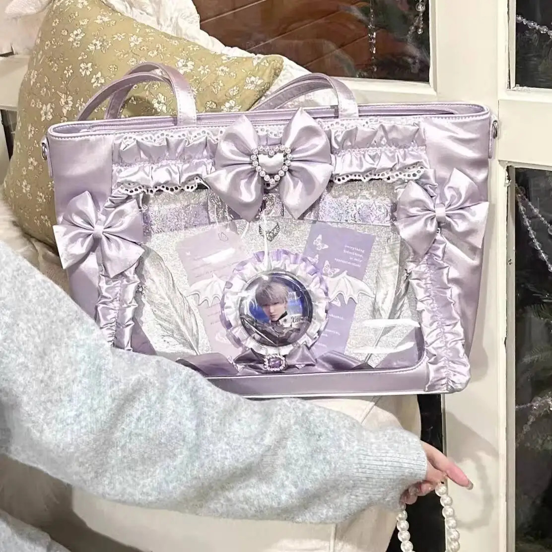 Y2K Lolita Ita Bag, Cute Sweet Clear Shoulder Bag for DIY Display