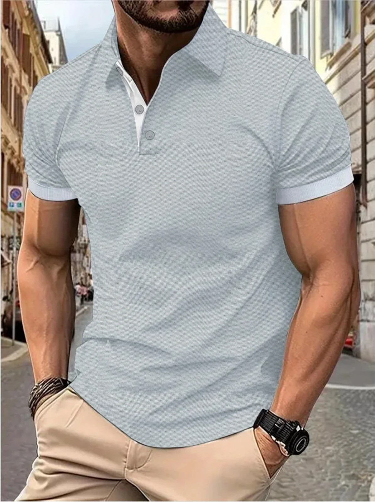 Men’s Short Sleeve Color Polo Shirt Casual Summer Wear T-shirt Beach Tee Gift