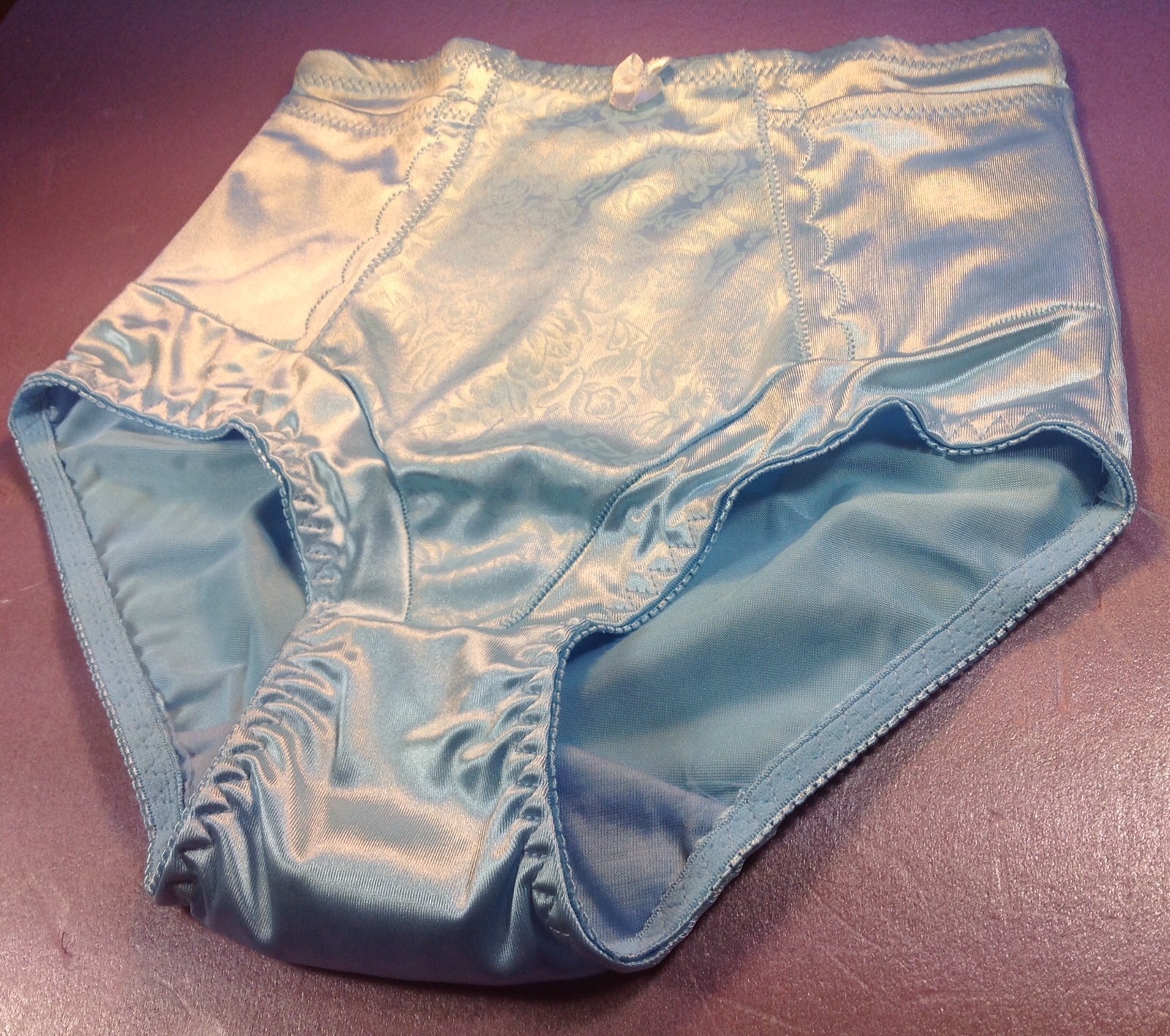 Women Briefs,Control Panties Ann Diane Size XL. Blue Satin W/2 Secret Pockets