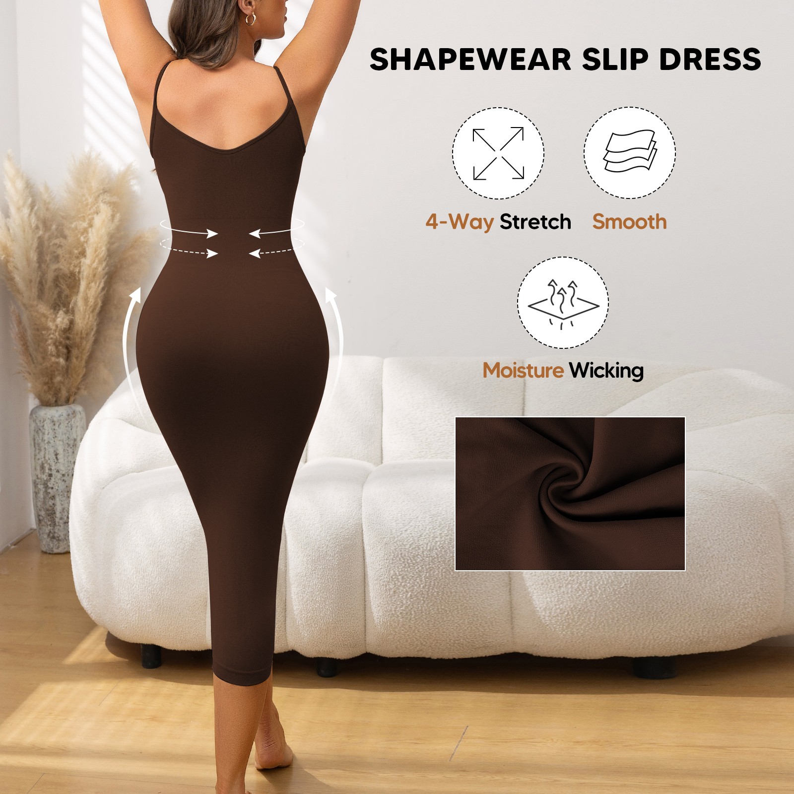 Women’s Tummy Control Midi Dress – Slimming Bodycon Sleeveless Shapewear Evening
