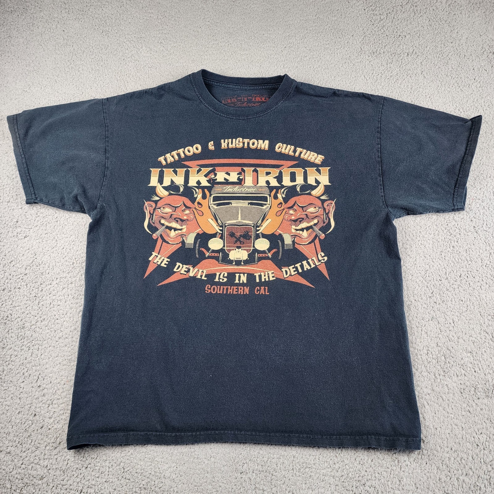 Ink N Iron T Shirt Mens XL Black Tattoo Devil Culture Festival Cars Cotton USA
