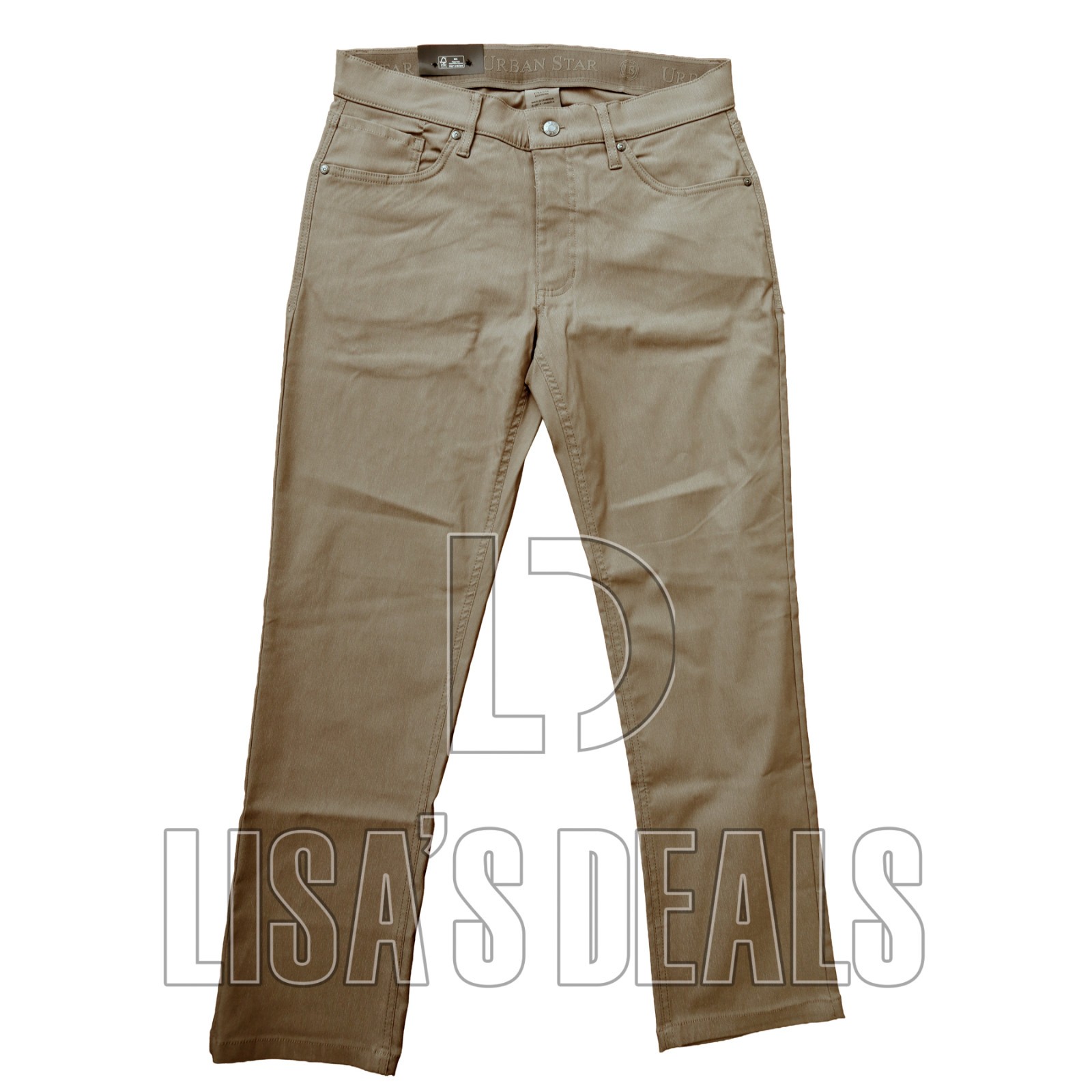 New! Urban Star Men’s Stretch Relaxed Fit Straight Leg Pants Black Tan 30 32 34