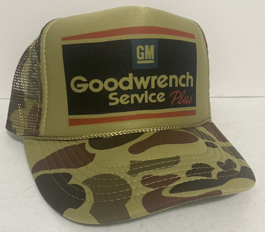 Vintage Goodwrench Service Hat Earnhardt Trucker Hat Adjustable Camo NASCAR Cap