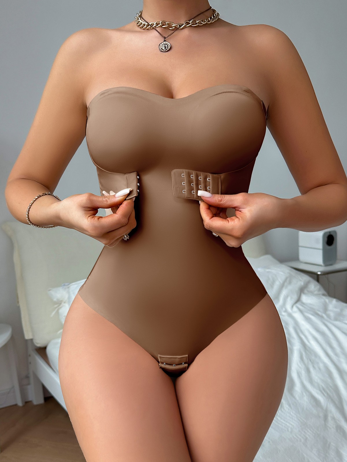 Ladies Bodysuit Adjustable Invisible Straps Anti-Slip Strip Tummy & Waist Shape