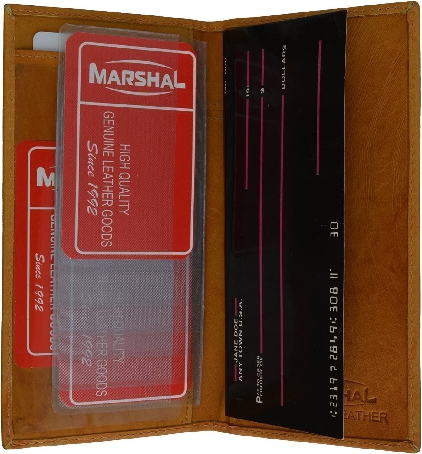 Marshal 100% Leather Bi-fold Check Book Covers Brown #156CF