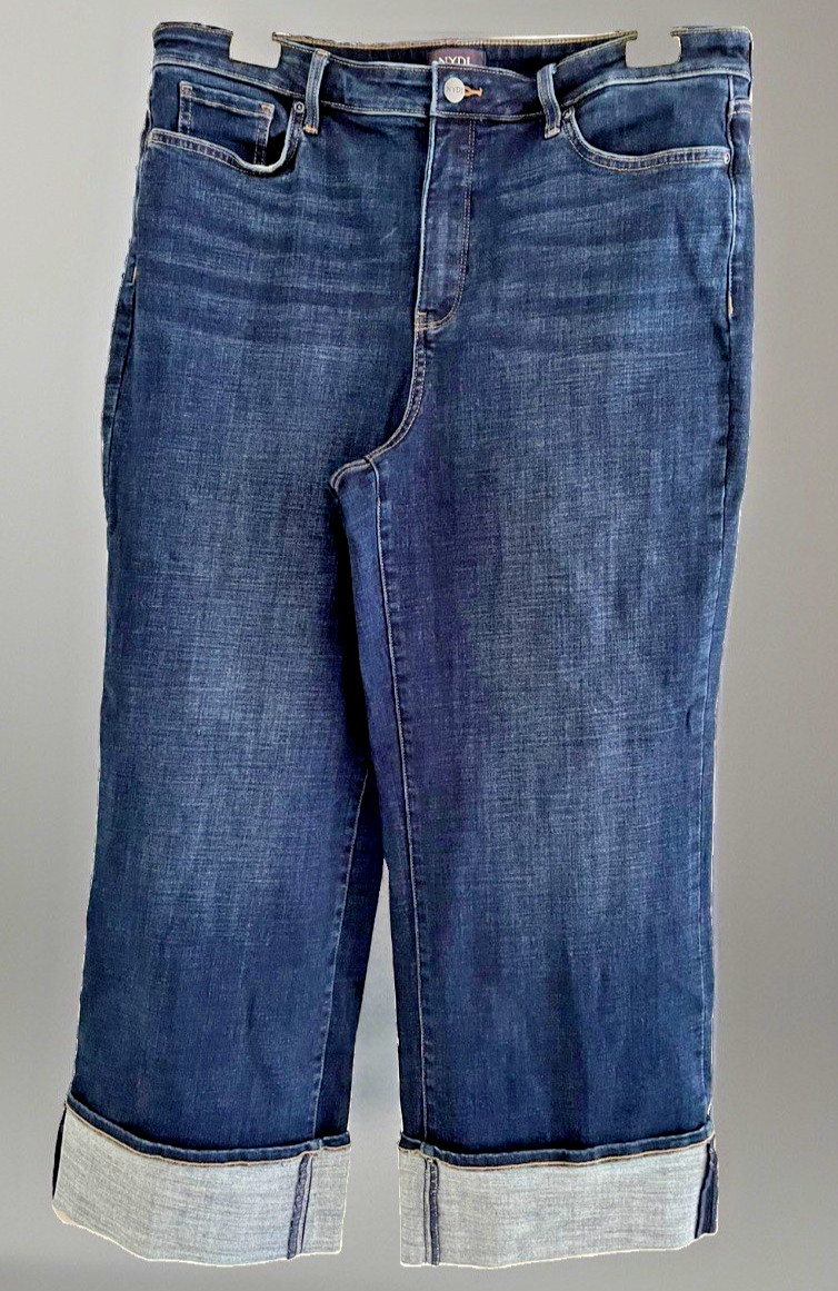 NYDJ Teresa Regular Wide Leg Jean with Wide Cuff Womens Size Size 14 Night Skies