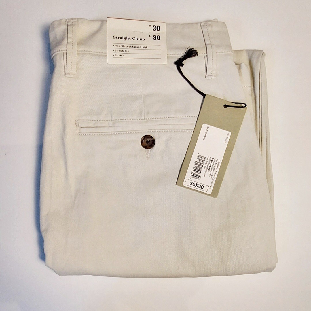 30 X 30 Men’s Hennepin Straight Chino Pants Goodfellow & Co NEW Color: Ivory