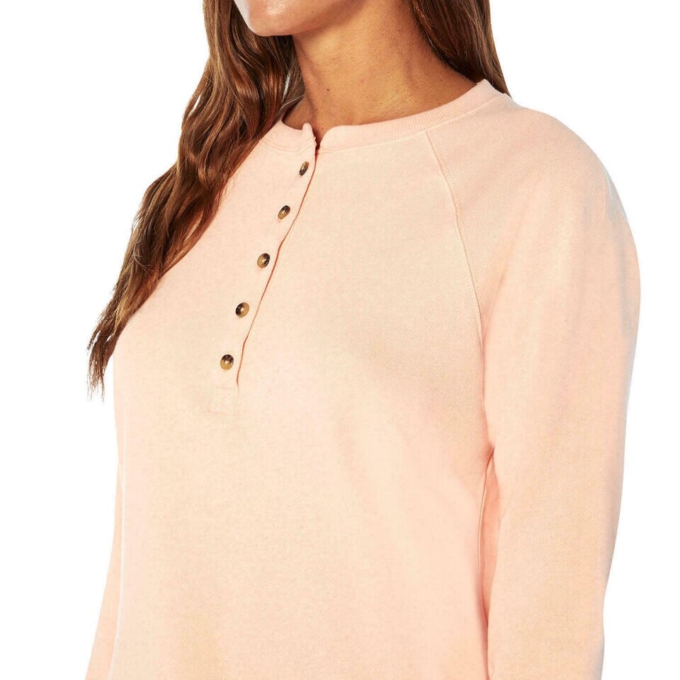 NWT Gap Women’s Henley Sweatshirt Cardigan Long Sleeve Crewneck Peach Sz Large