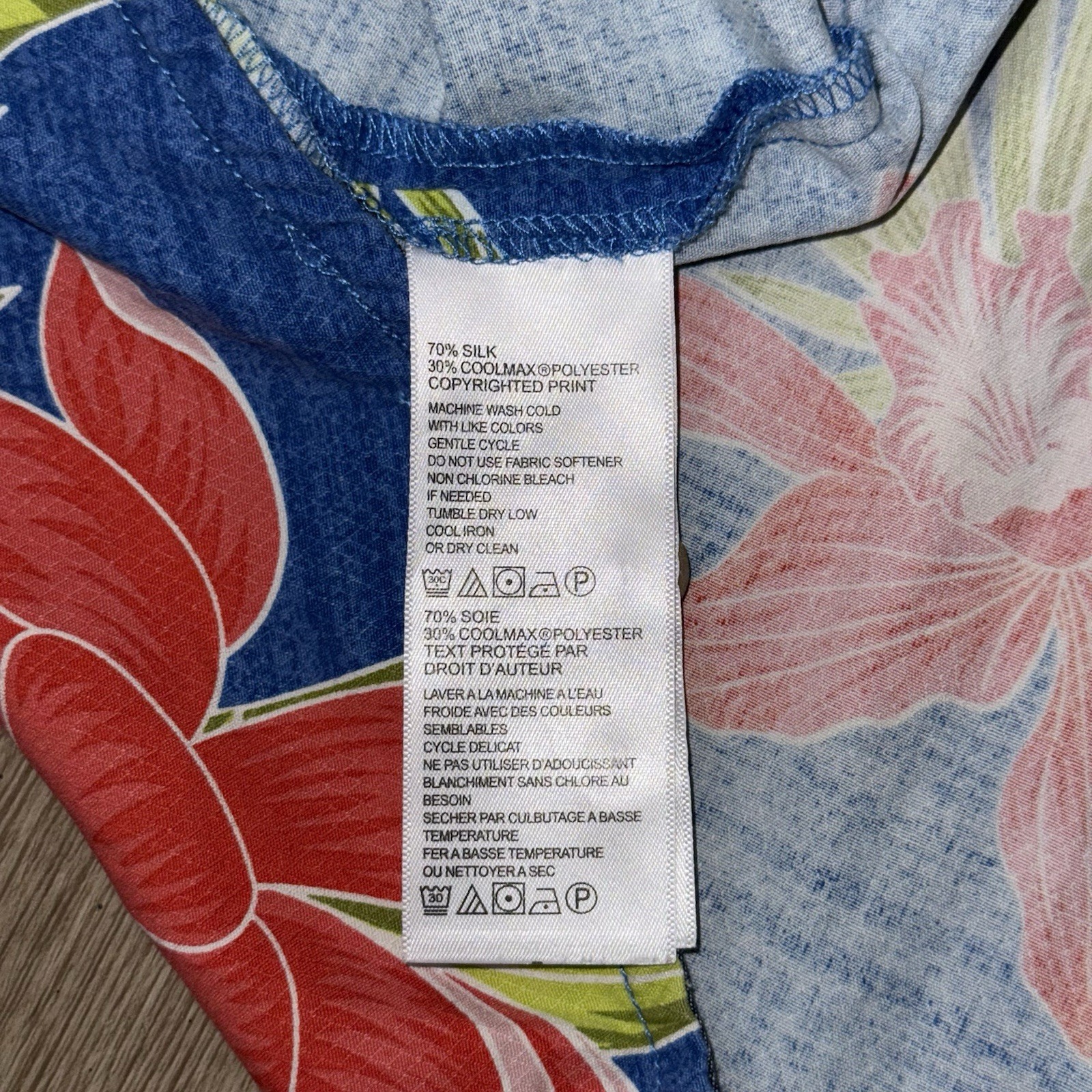 Tommy Bahama IslandZone Silk Camp Shirt Colorful Floral Hawaiian Men’s Large