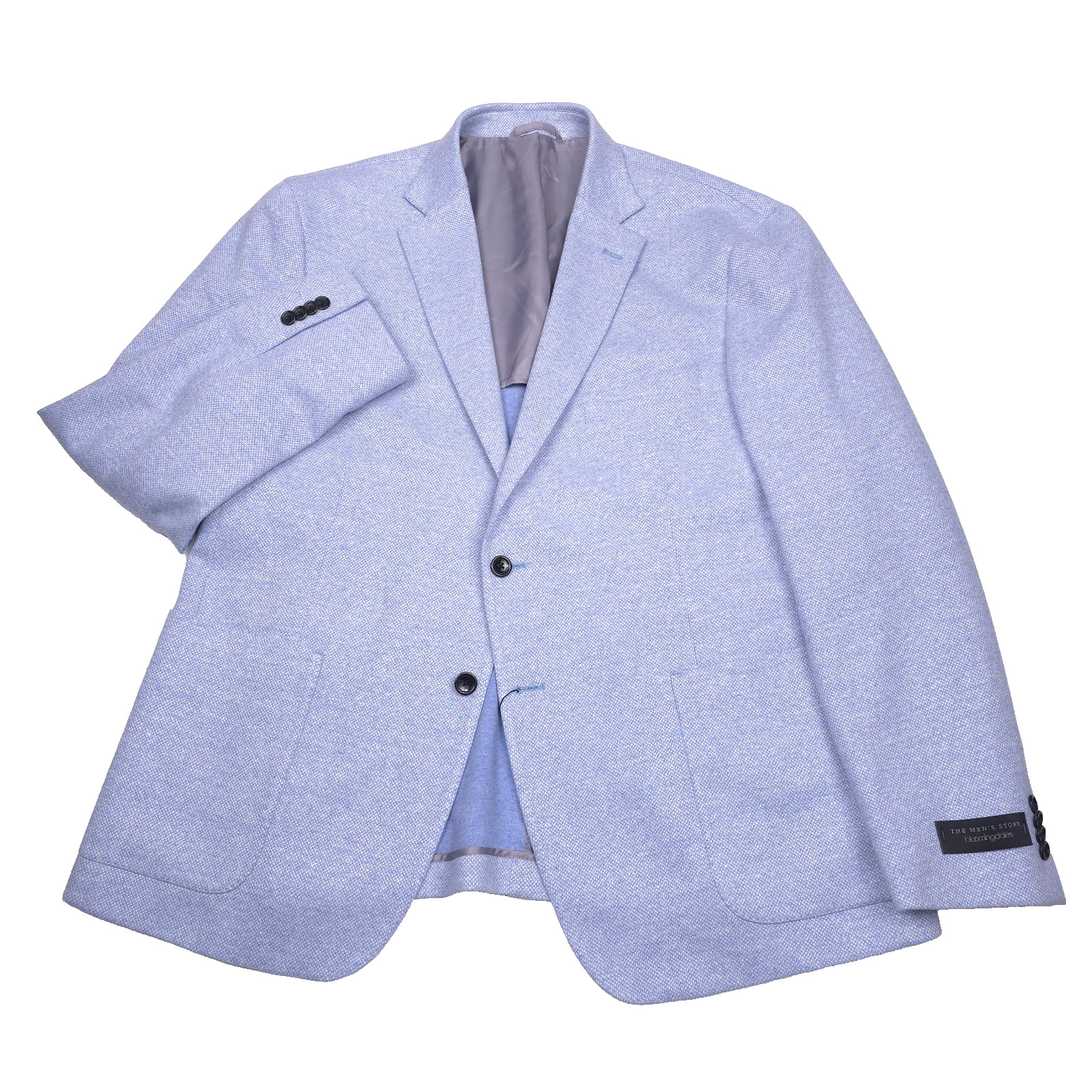 Bloomingdales Jersey Unstructured Sport Coat Mens 44R Blue Linen Blazer Jacket