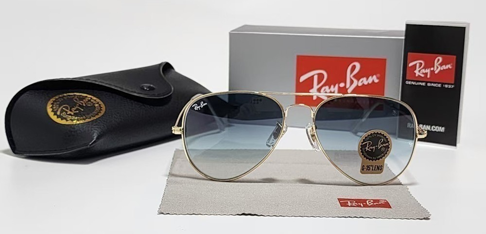 Ray-Ban RB3025 Aviator Sunglasses Gold Frame Blue Gradient Lens UV400