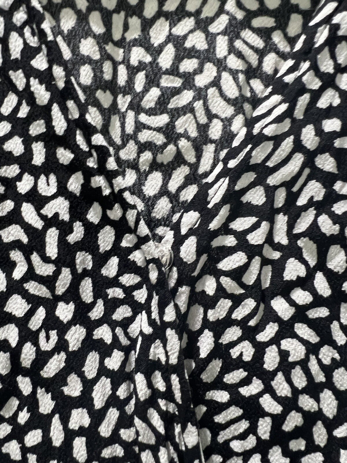 Talbots Faux Wrap Top Spot Print Long Sleeve Blouse Black White Plus 2x