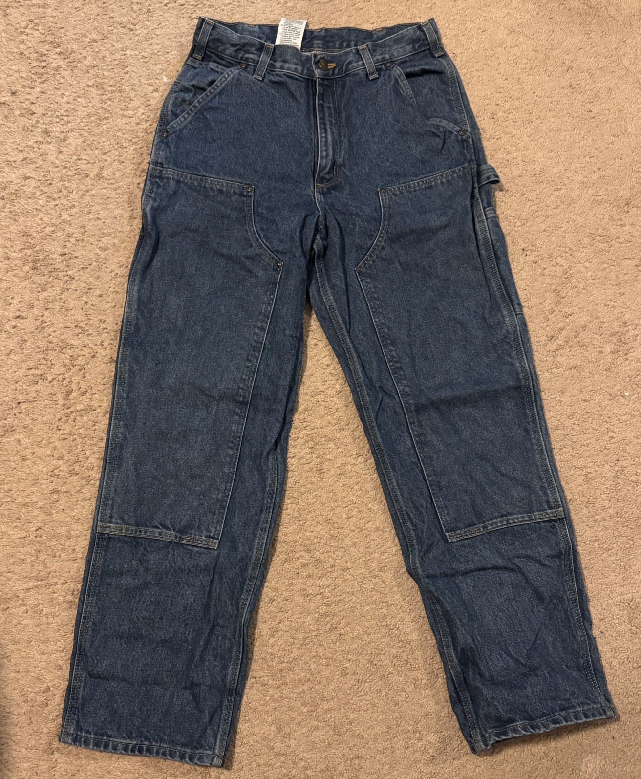 Carhartt Double Knee Carpenter Jeans Mens 31×30 Blue Y2K Workwear B73-DST