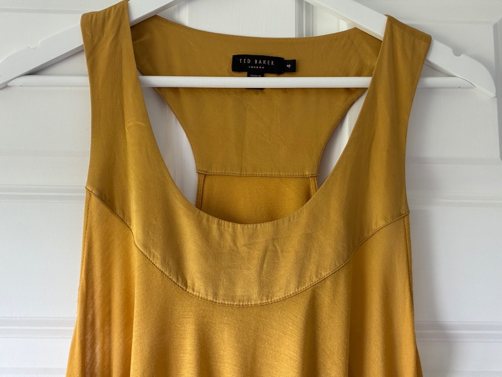 Ted Baker Mustard Yellow Modal Silk Trim Maxi Dress UK 14 Size 4 Oversized
