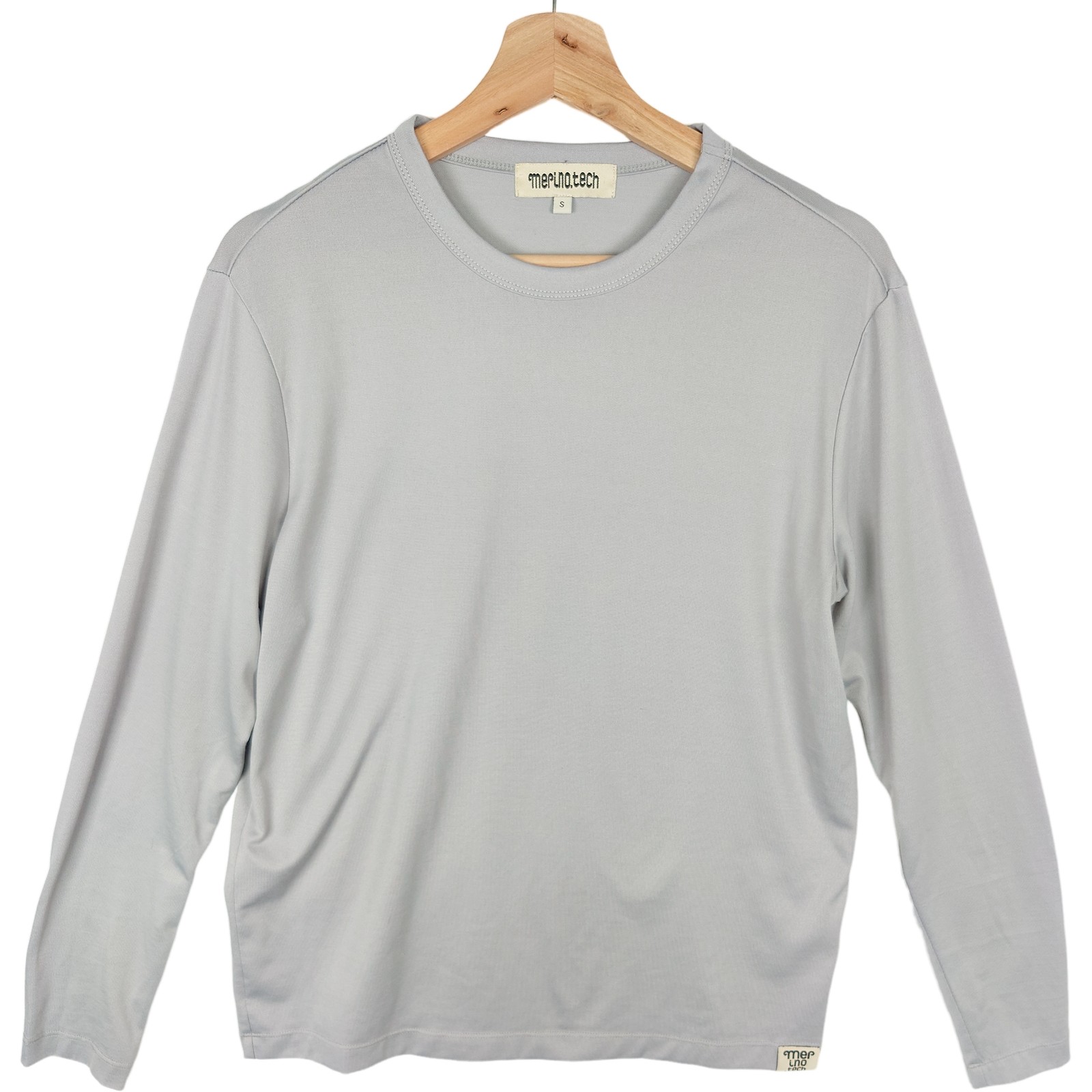 Merino.tech Men’s Gray 100% Merino Wool Long Sleeve Crew Neck Shirt S