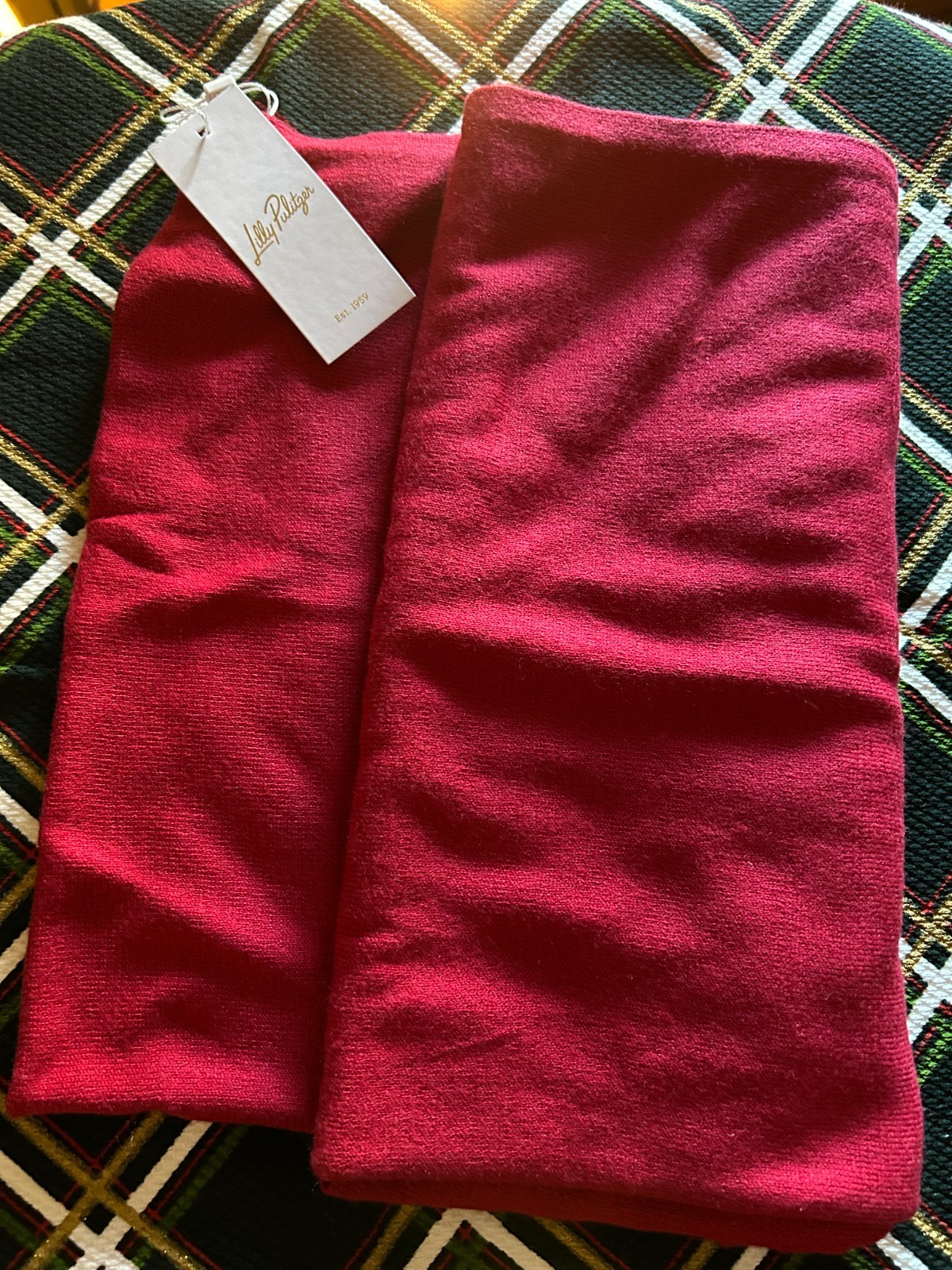 New Lilly Pulitzer Lanelle Wrap MALBEC RED 2% Cashmere Luxe Spring 💌