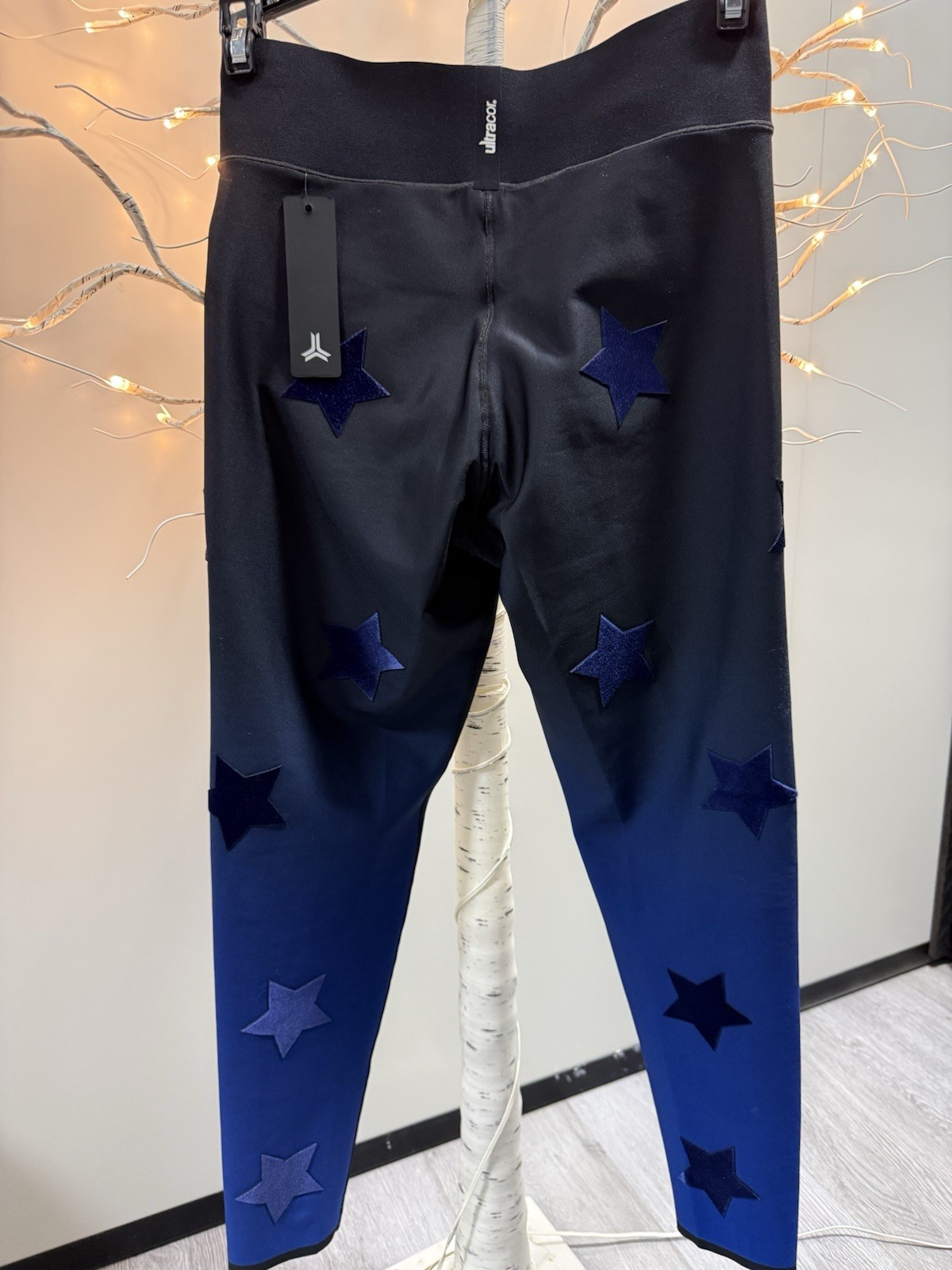 NWT Ultracor Velvet Star Ombre Leggings (Ultra High model), Black/Blue, Size S
