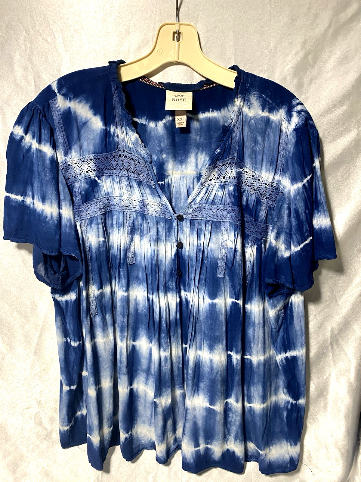 Knox Rose Tie Dye With Lace Blouse Women’s XXL