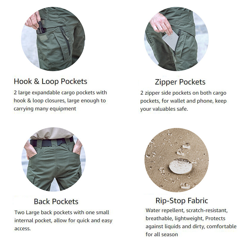 US Men Tactical Cargo Pants Soldier Straight-fit Work Combat Trousers Outdoor AA