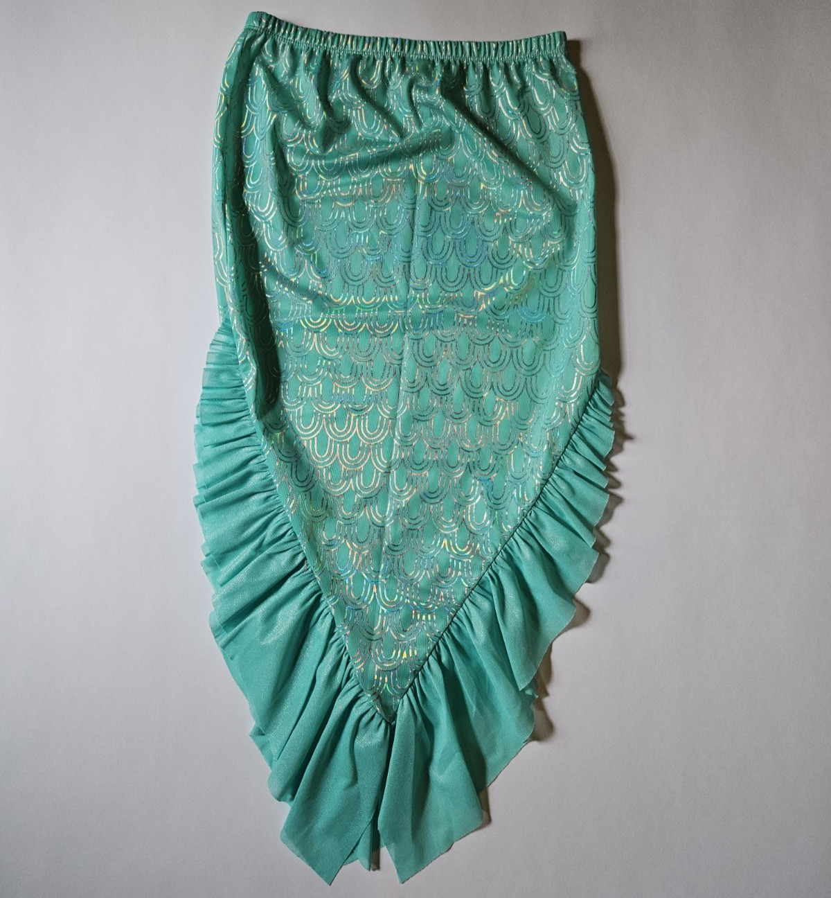 Cat & Jack mermaid tail skirt swimsuit cover-up blue green aqua L 10 12 shimmer