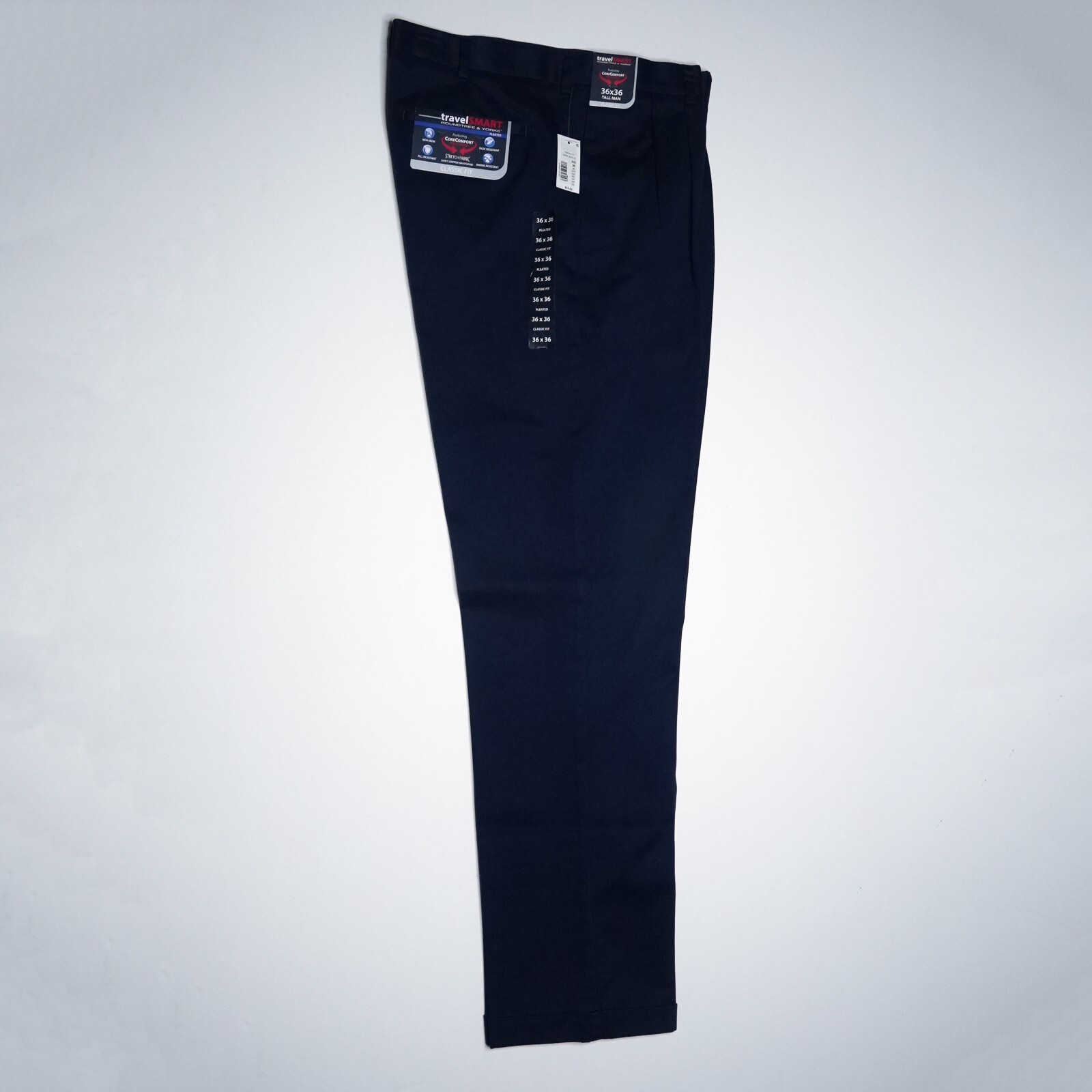 Roundtree & Yorke TravelSmart Pants LT 36″x36″ Tall Navy Pleated Non Iron NWT