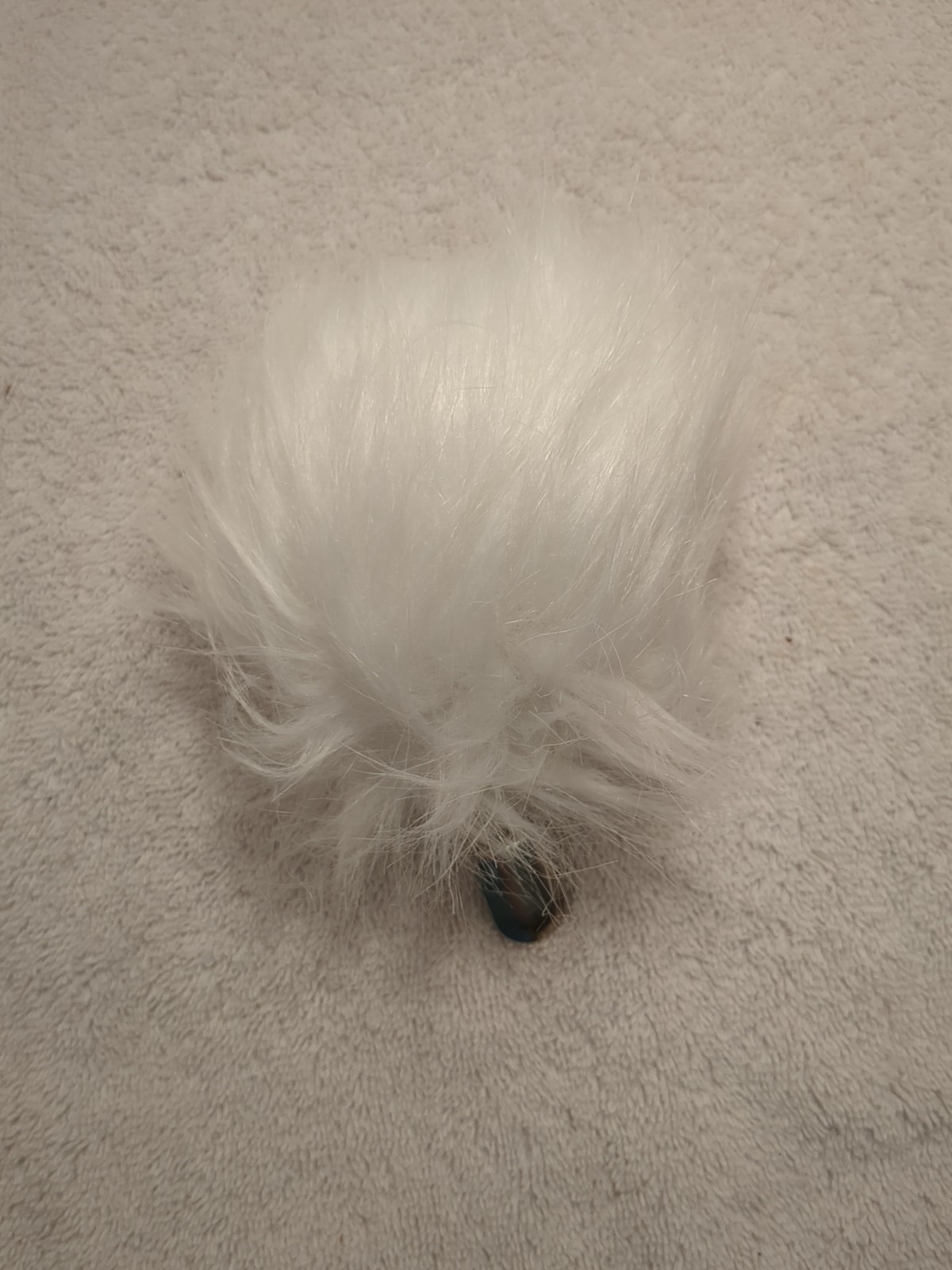 RAINBOW STRIPES GAY PRIDE 16″ FAUX FOXTAIL KEYCHAIN/CLIP, White Bunny Tail Lot