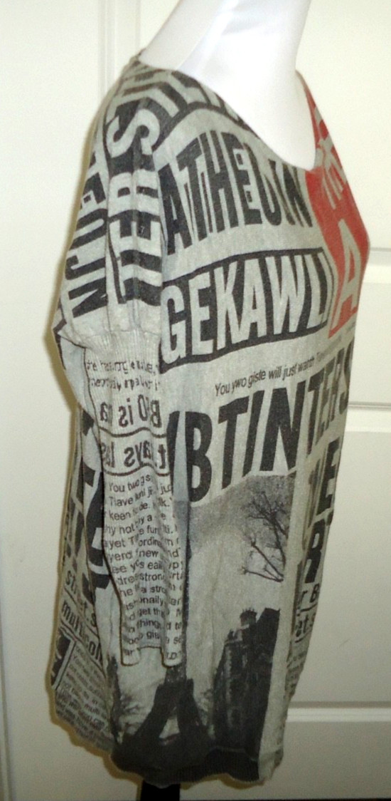 ELLAZHU Sweater-Baggy-Knitted Fabric-Newspaper Design By Vogue of Eden L-XXL