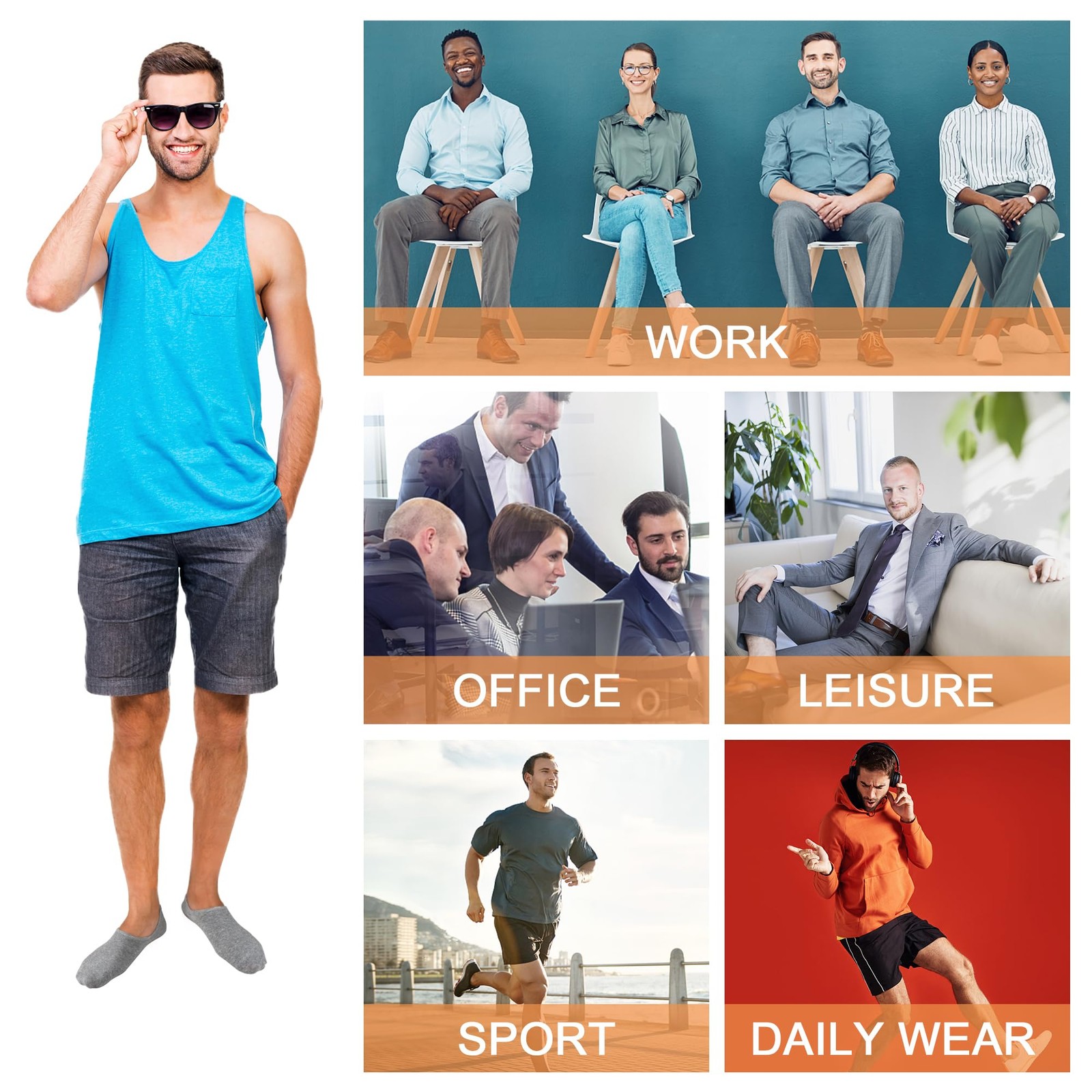 No Show Socks Men 12 Pairs Invisible Socks with AntiSlip Silicon Sneakers Fla…