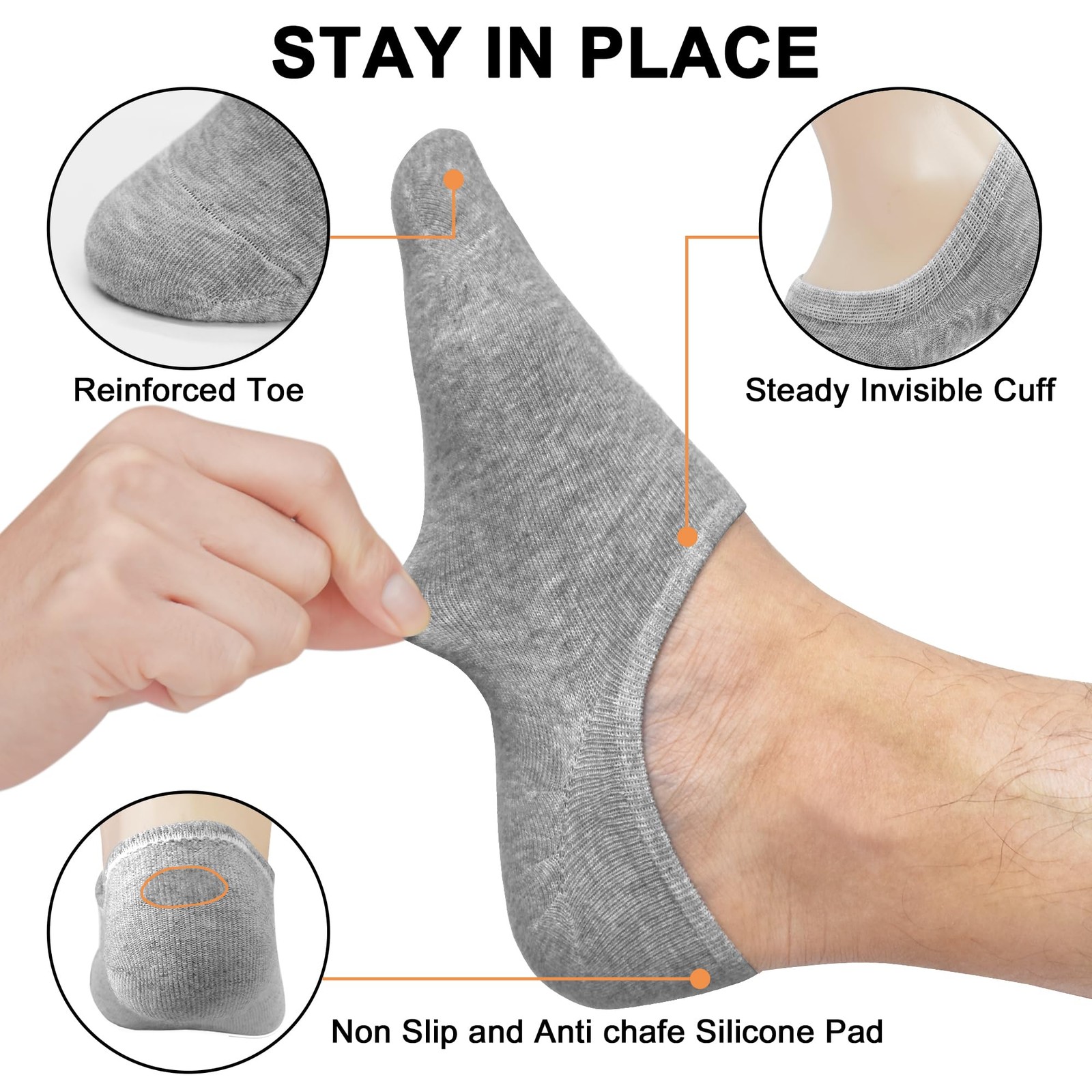 No Show Socks Men 12 Pairs Invisible Socks with AntiSlip Silicon Sneakers Fla…