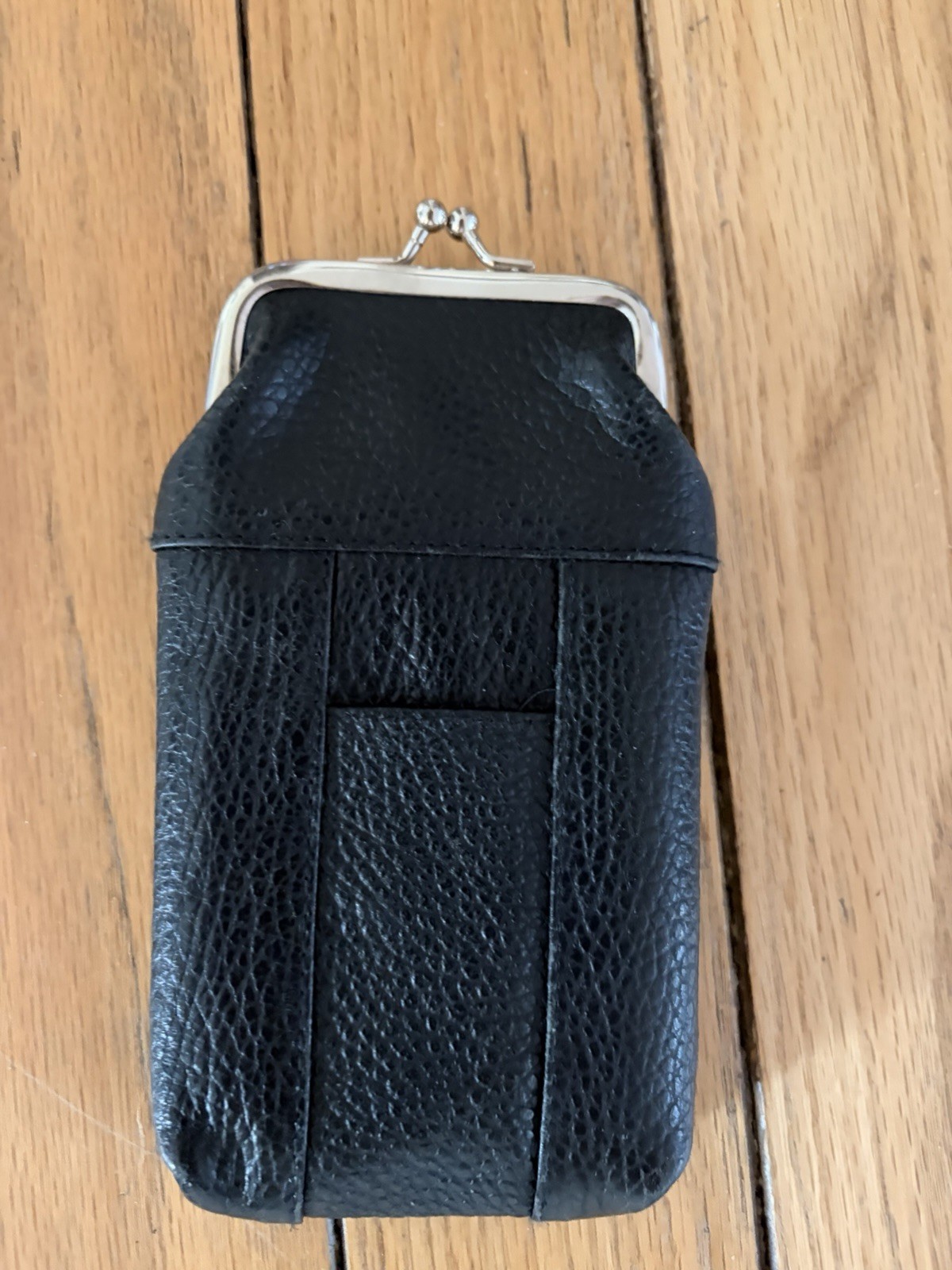 Women Patch Leather Cigarette Case Holder with Lighter Pocket Black