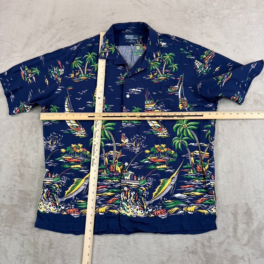 VTG Polo Ralph Lauren Caldwell Loop Collar Shirt Boat Island Marlin Men Large