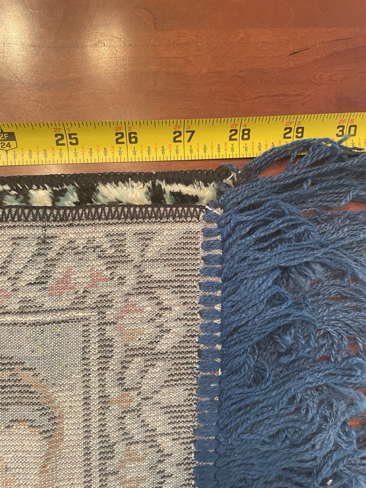 Vintage Italian Welvet Throw Rug 3 In. Fringe With Tags 38 x 27.5 In.