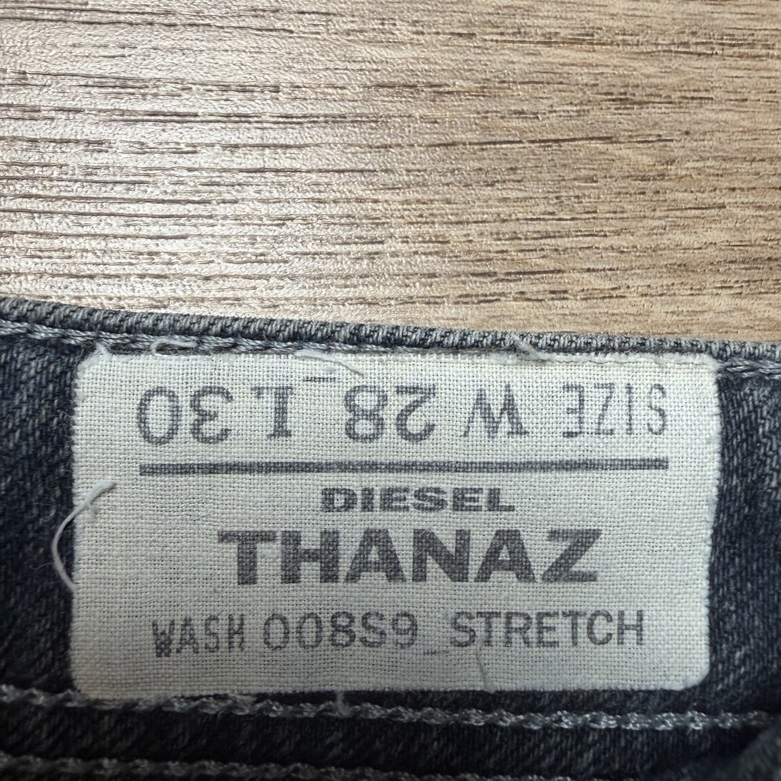 Diesel Thanaz Jeans Men 30×30 Dark Indigo Slim Skinny Stretch Dirty Wash 008S9