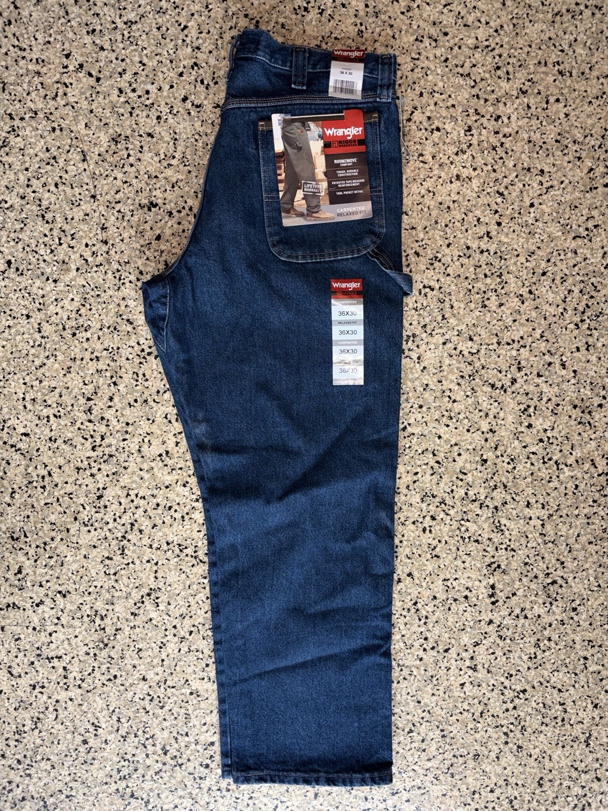 Wrangler RIGGS Workwear Room2Move Men’s Relaxed Fit Carpenter Jeans Blue
