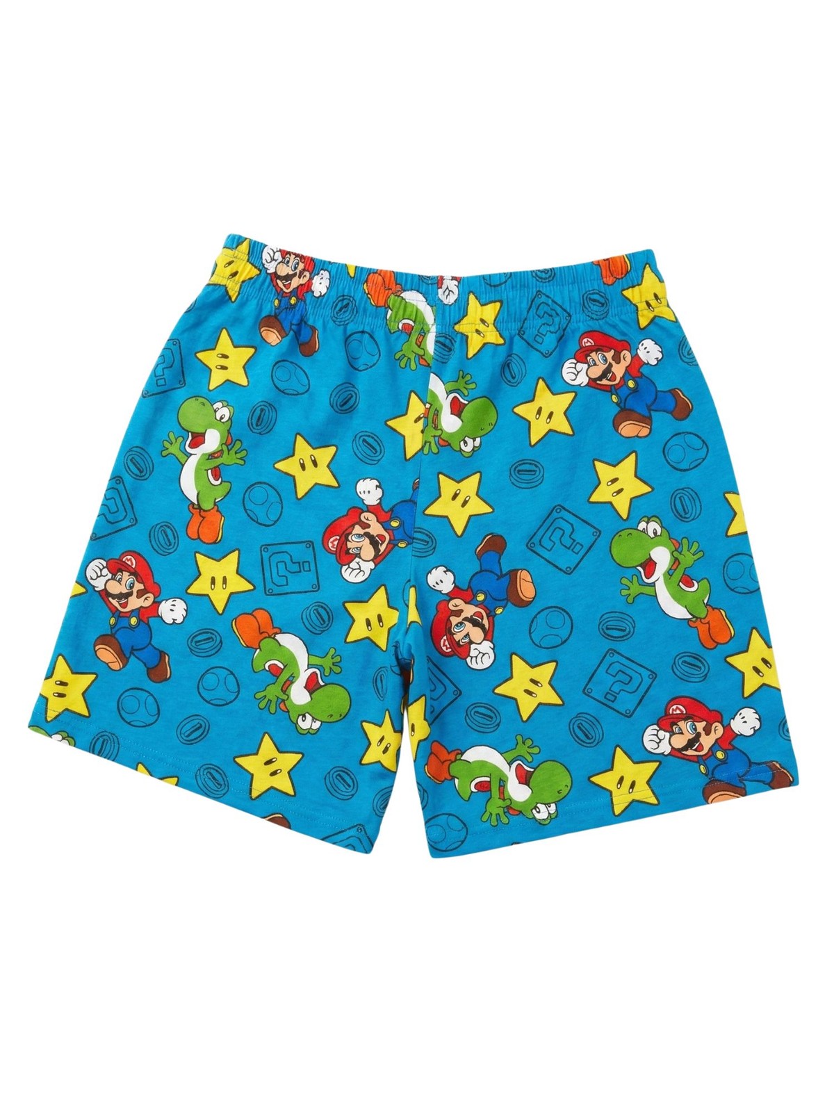 Mens Nintendo Mario Yoshi Pajama Sleep Shorts Loungewear Pockets Blue
