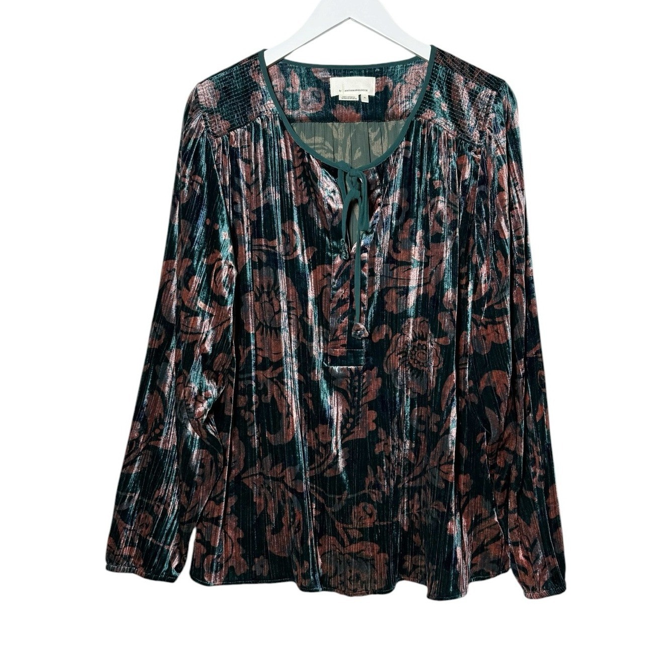 Anthropologie Faustine Velvet Peasant Blouse Size XL