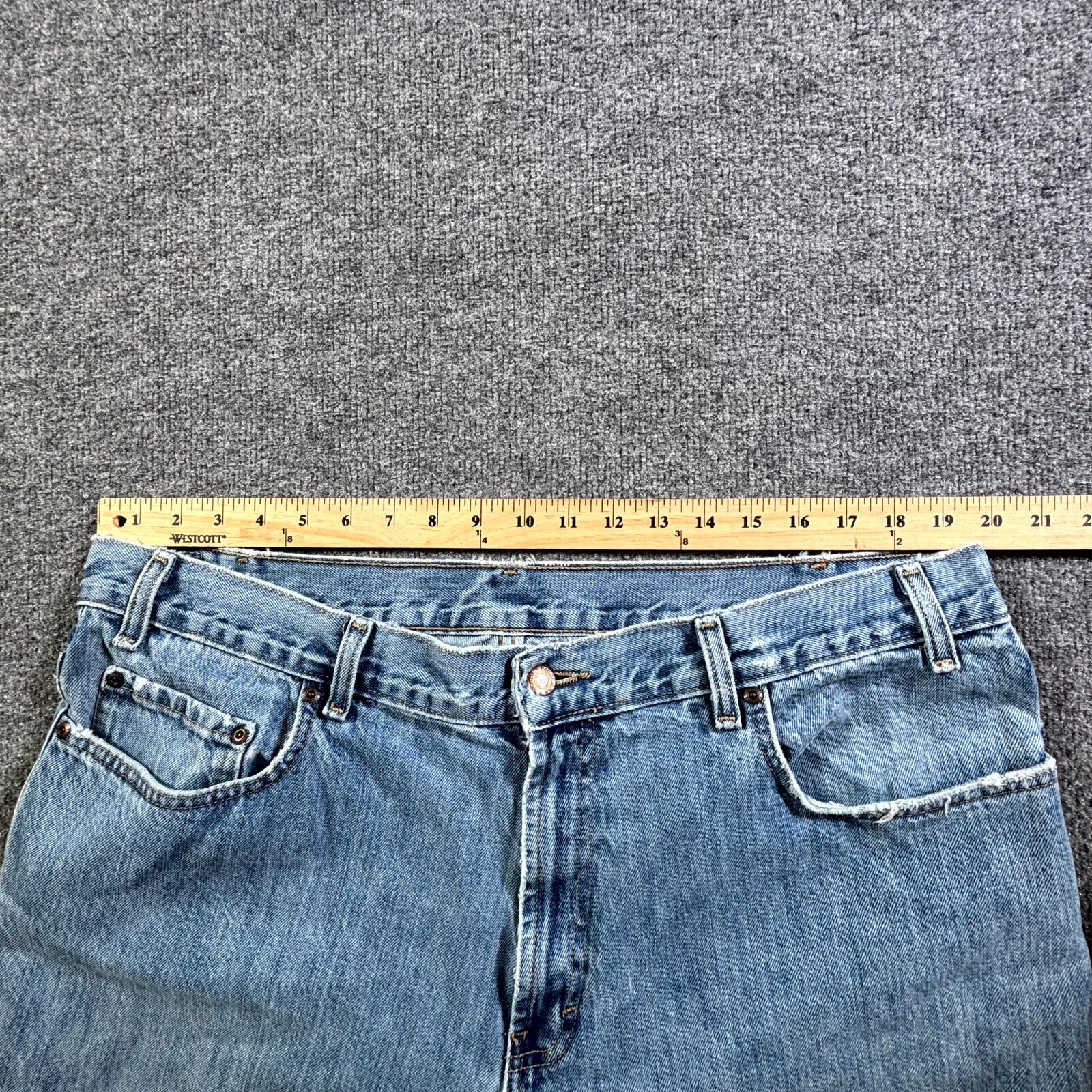 Kirkland Tapered Jeans Men’s 40×30 Blue Cotton Denim Faded Distressed Workwear