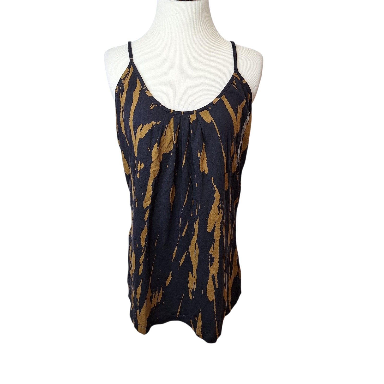 Old Navy Black & Brown Abstract Sleeveless Tank Shirt Womens Size XL Casual New