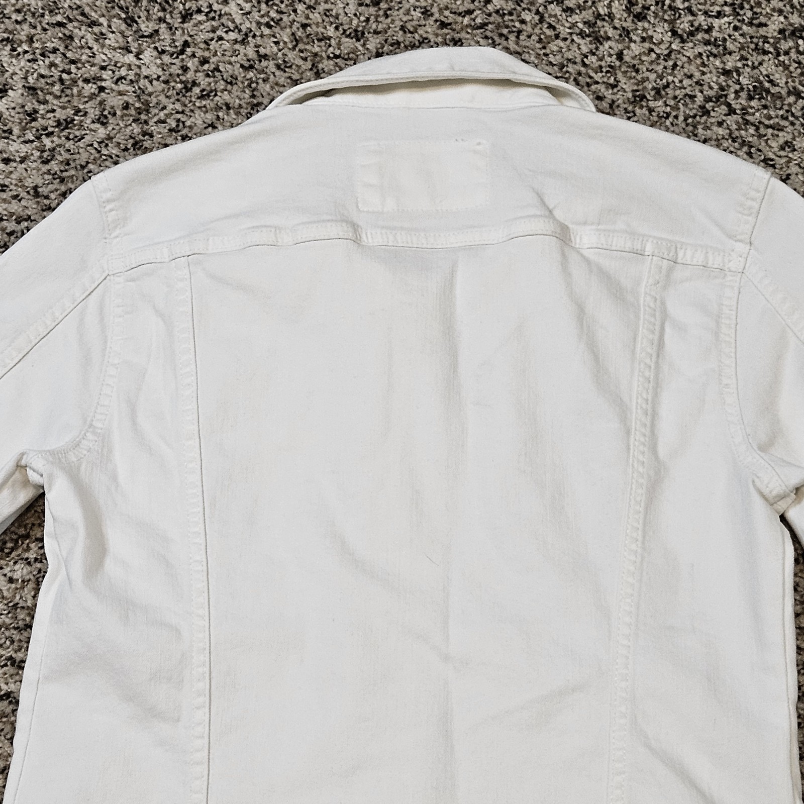 LOFT White Denim Trucker Jacket Sz. XS 4 Pockets Stretch 98% Cotton 2% Elastane