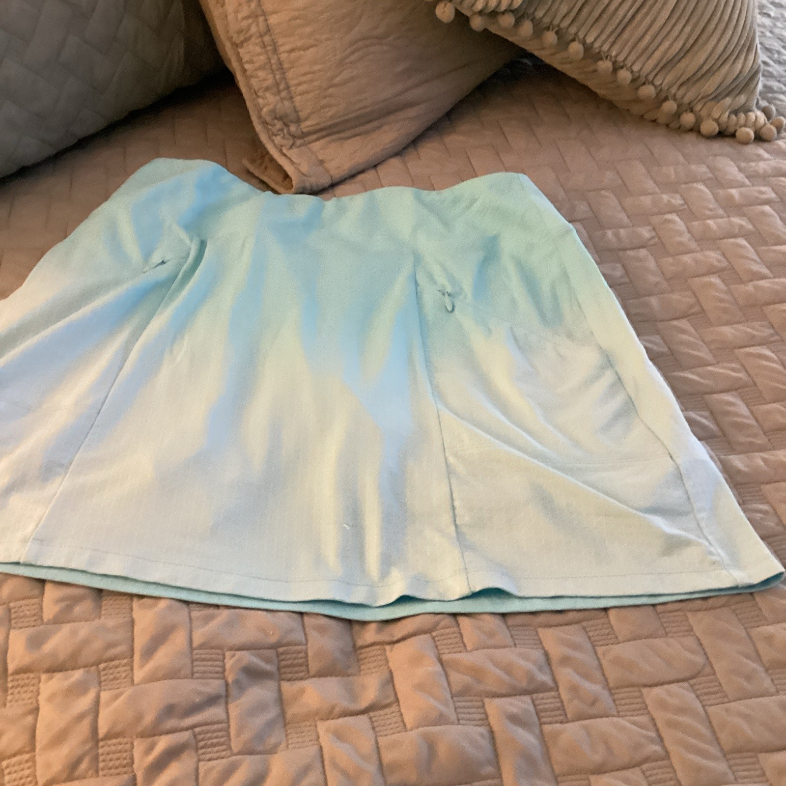 Ibkul Women’s Athletic Skort Juniors M Light Blue Solid Zipper Pocket 31in