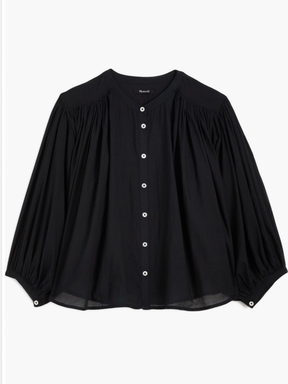🖤 Madewell Shirred Voile Button-Up Top Black XXS 🖤