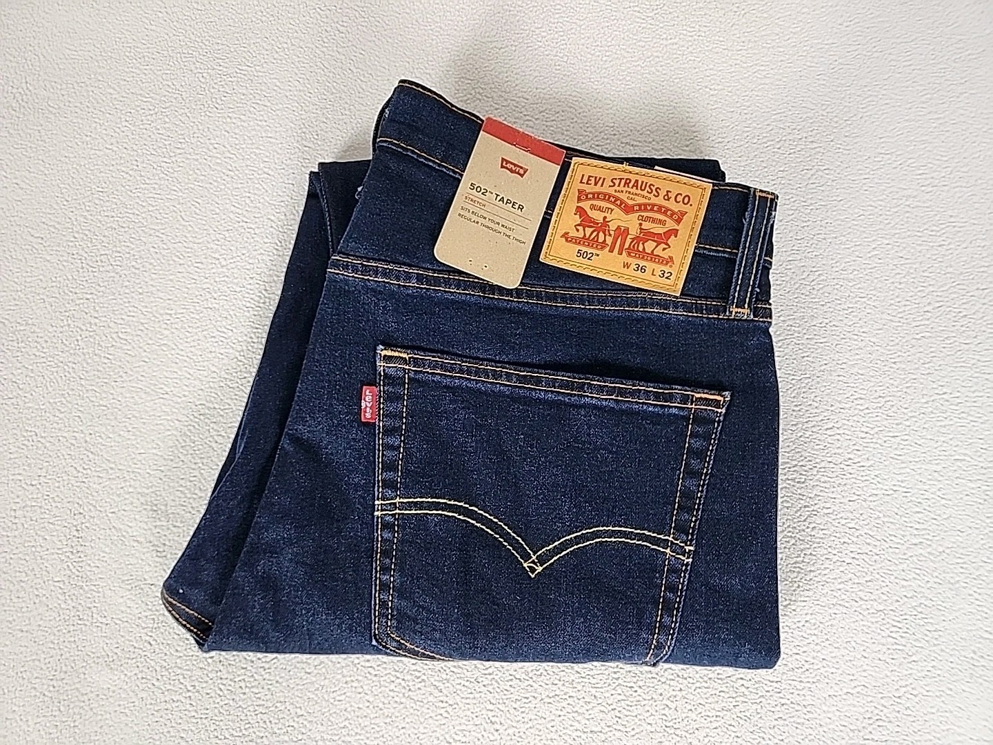 Levi’s 502 Regular Fit Zip Fly Tapered Leg Denim Jeans 36X32 Men’s Dark Blue
